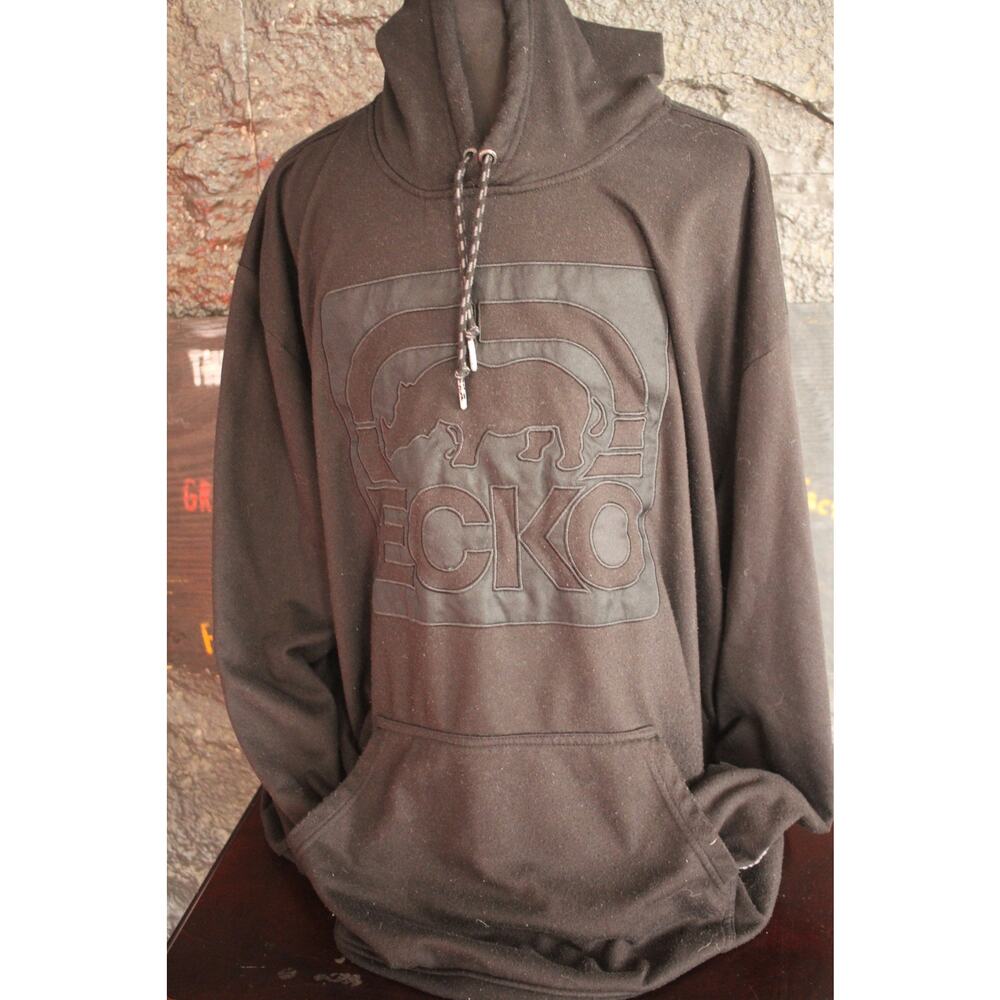 Ecko Unltd Hoodie Mens 5XL Black Embroidered Rhino baggy Y2K Hip Hop Streetwear